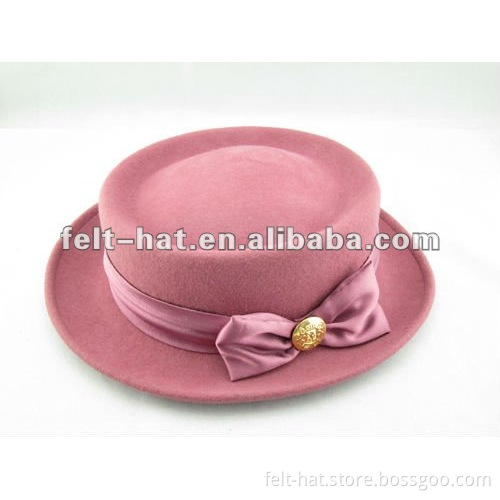 100% Wool Felt fedora hats for women flat top pork pie hat
